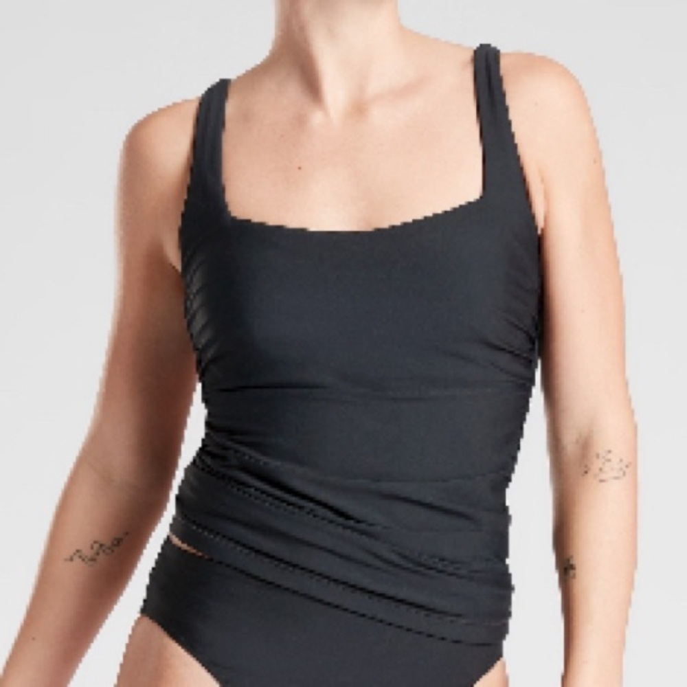 Athleta Square Neck Bra Cup Tankini in Black Size 32D/DD NWT